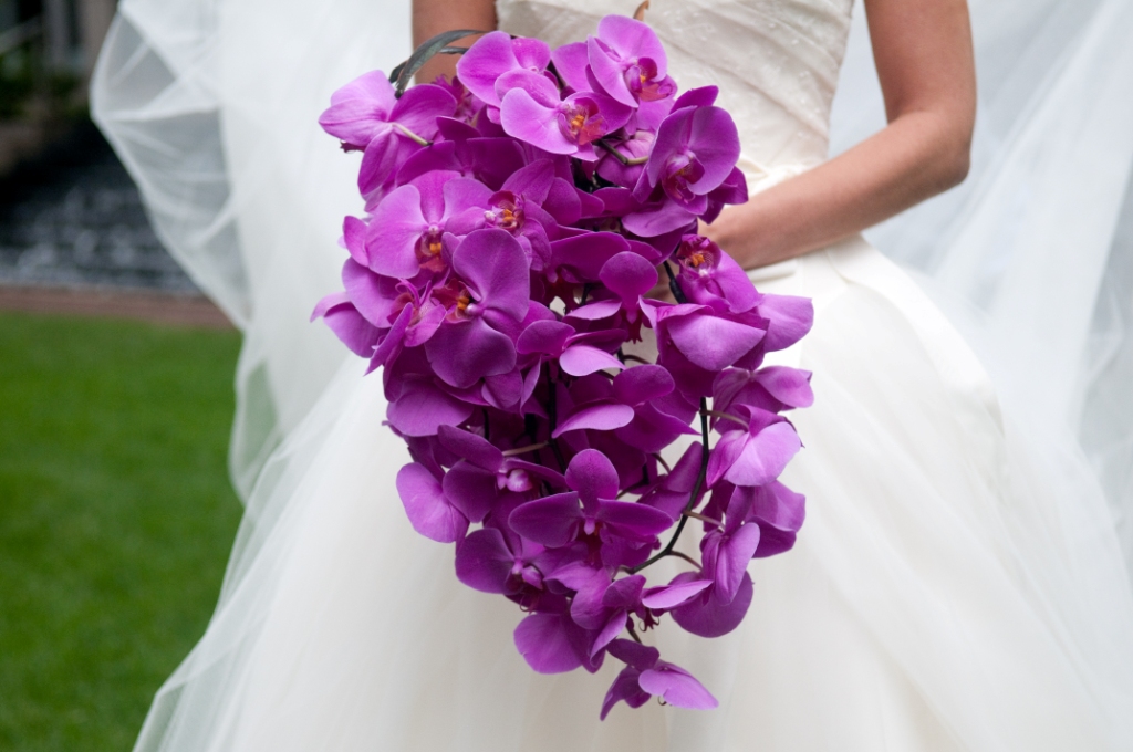 Wedding bouquets purple colored flowers