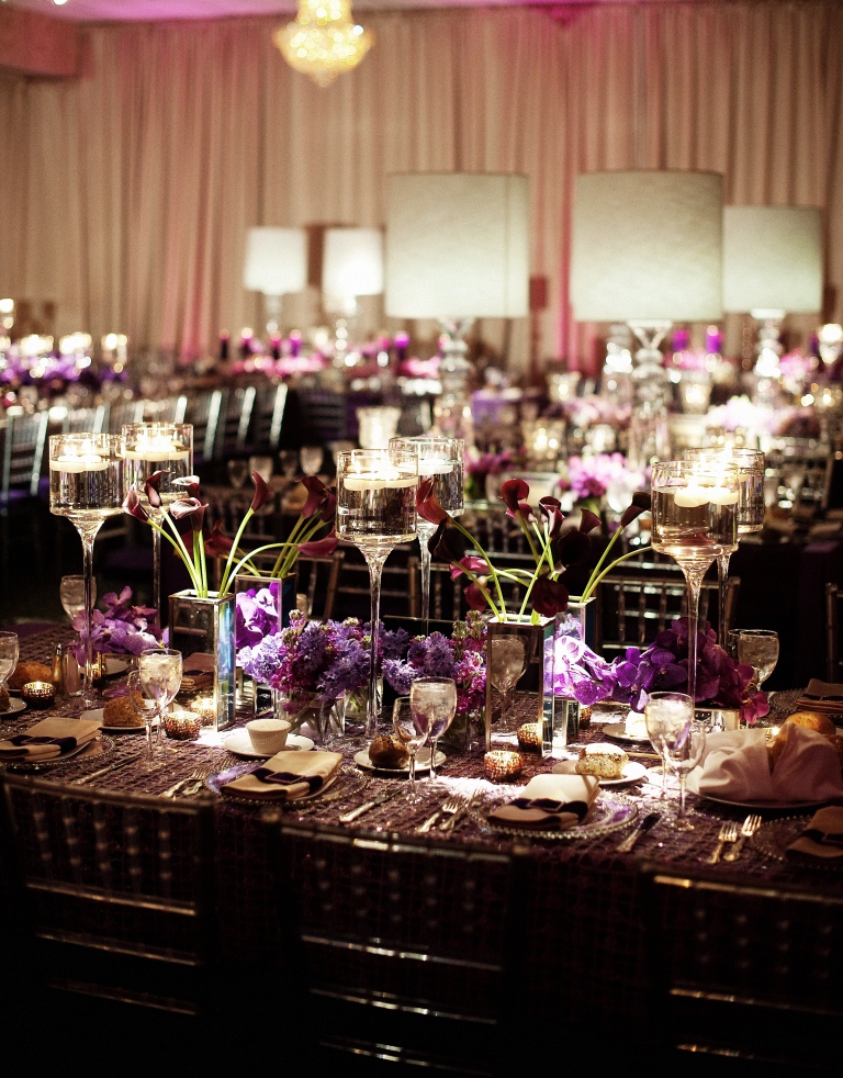  champagne drape and washed with dramatic purple lighting